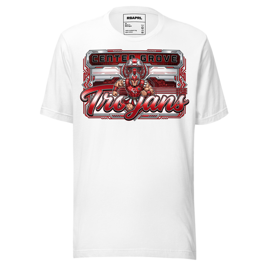 Center Grove Trojans Football T-Shirt in White – Indiana Spirit Wear by Hometown Gameday Co.
