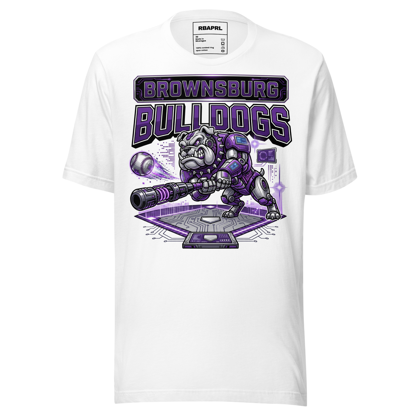 Brownsburg Bulldogs Baseball T-Shirt in White – Indiana Spirit Wear by Hometown Gameday Co.