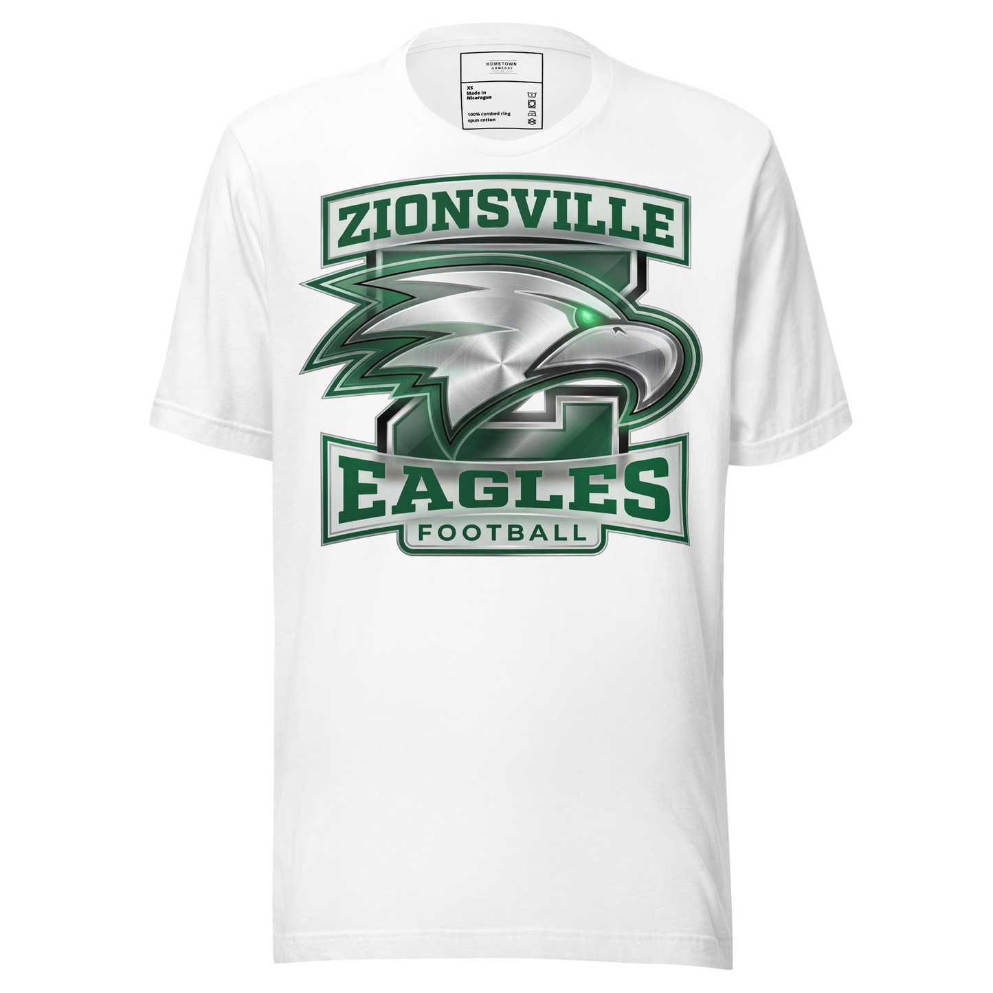 Zionsville Eagles Football T-Shirt in White – Indiana Spirit Wear by Hometown Gameday Co.