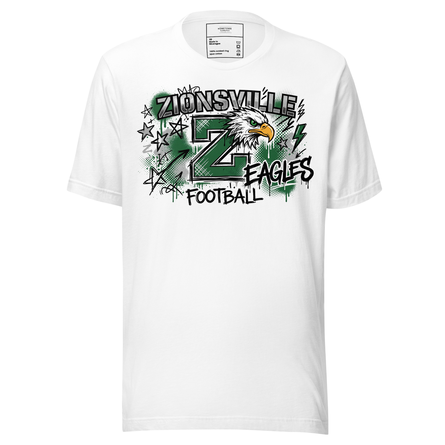 Zionsville Eagles Football T-Shirt in White – Indiana Spirit Wear by Hometown Gameday Co.