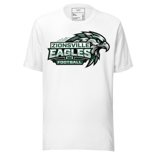 Zionsville Eagles Football T-Shirt in White – Indiana Spirit Wear by Hometown Gameday Co.