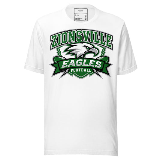 Zionsville Eagles Football T-Shirt in White – Indiana Spirit Wear by Hometown Gameday Co.