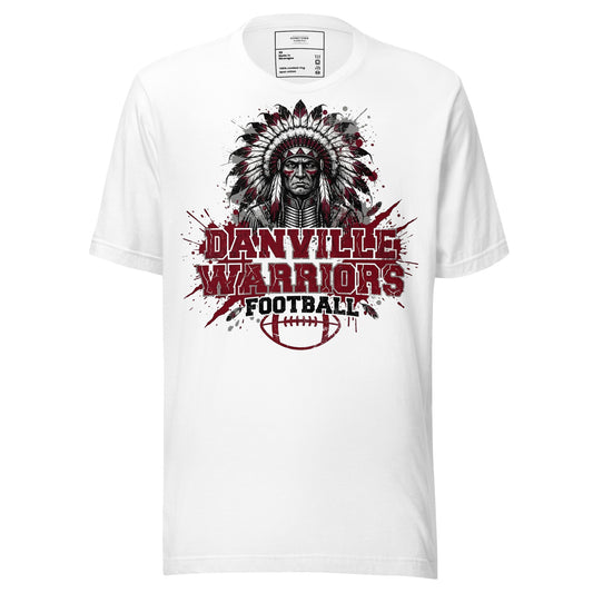 Danville Warriors Football T-Shirt in White – Indiana Spirit Wear by Hometown Gameday Co.