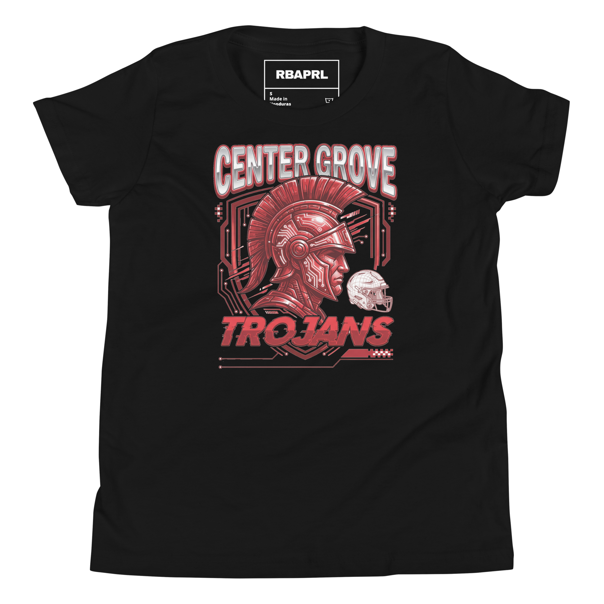 Center Grove Trojans Football Youth T-Shirt in Black – Indiana Spirit Wear by Hometown Gameday Co.