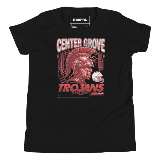 Center Grove Trojans Football Youth T-Shirt in Black – Indiana Spirit Wear by Hometown Gameday Co.