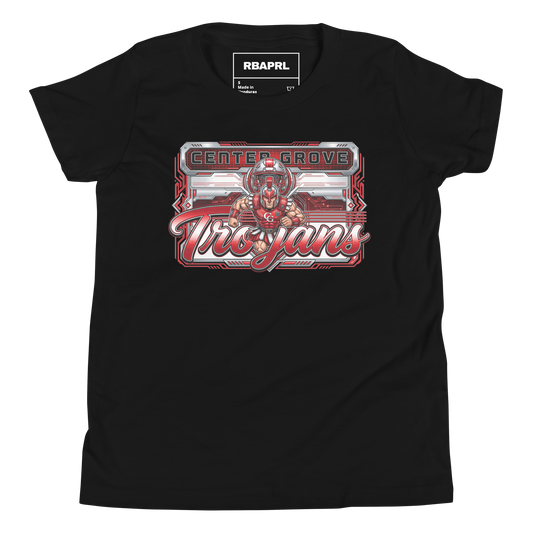 Center Grove Trojans Football Youth T-Shirt in Black – Indiana Spirit Wear by Hometown Gameday Co.