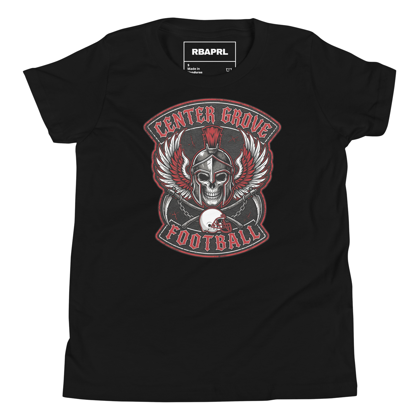 Center Grove Trojans Football Youth T-Shirt in Black – Indiana Spirit Wear by Hometown Gameday Co.