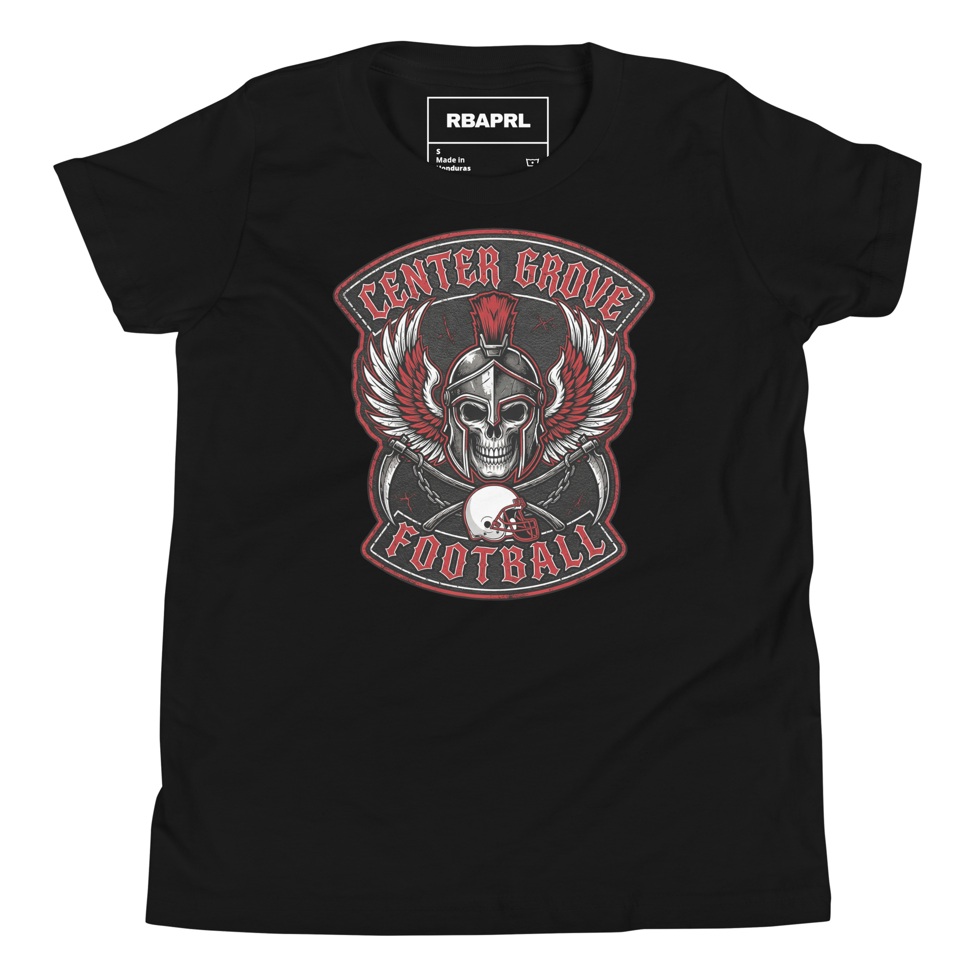 Center Grove Trojans Football Youth T-Shirt in Black – Indiana Spirit Wear by Hometown Gameday Co.